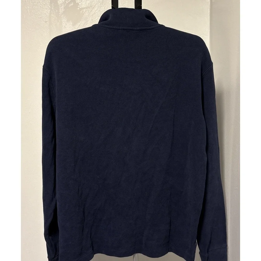 Polo Ralph Lauren Men's Cotton Navy 1/4 Zip Mock Neck Knit Sweater Size L
